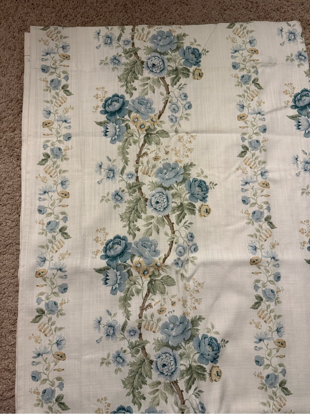 Sanderson Floral Window Curtains - Cotton Hykenham Striped Floral - Picture 3 of 4